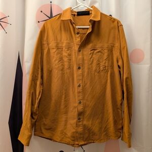 Men's Orange Button-Up Underarmor Shirt  Sz M